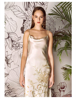 Bring Installation excuse Nuisette en soie pour femme Chemise de nuit à motif floral Robe longue –  Belle Soie