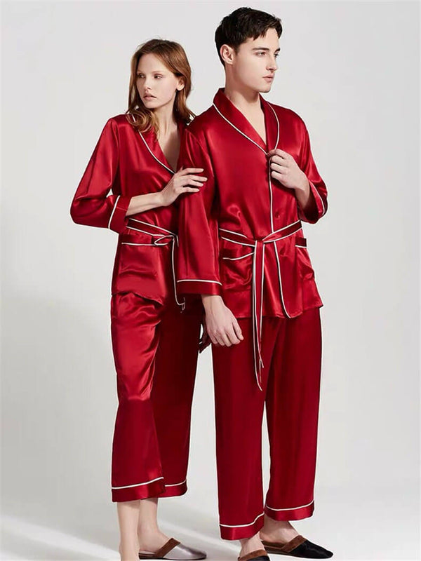 Pyjama en soie avec ceinture femme pyjama manche longue pyjama élégant