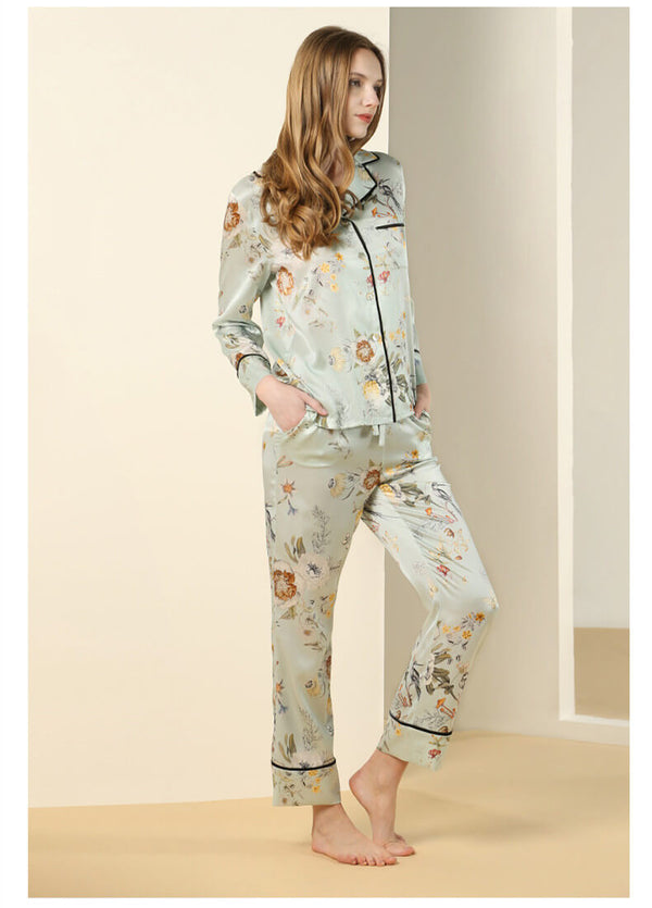 Pyjama 100% soie 19mm pyjama femme manche longue gros revers