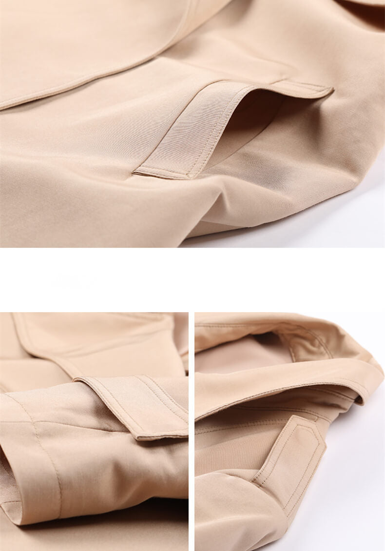 Trench-coat en sergé de coton et soie ceinture détachée